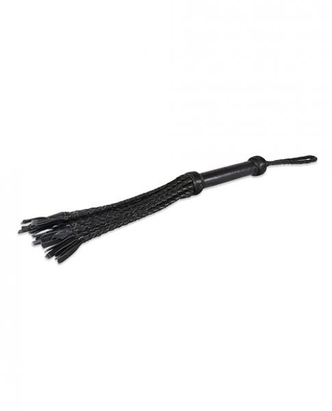 Sultra 16" Lambskin Wrapped Grip Flogger - Black - Click Image to Close