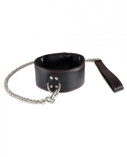 Sultra Lambskin 2.5 inches Collar With 24 inches Chain Black - Click Image to Close