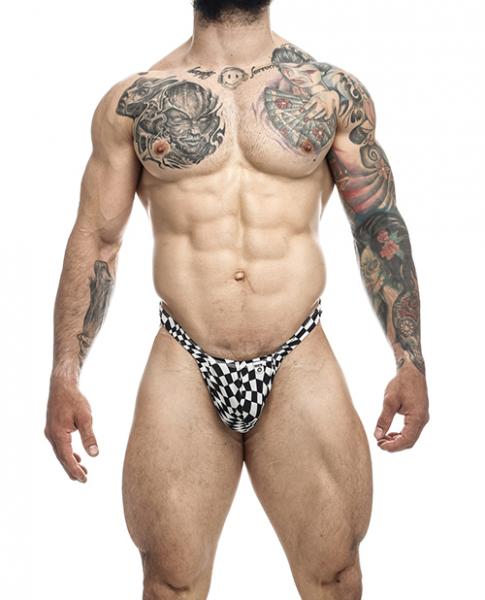 Male Basics Y Buns Thong Checkers Lg