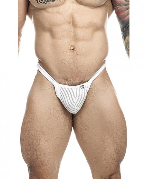 Male Basics Y Buns Thong White Sheer Lg - Click Image to Close