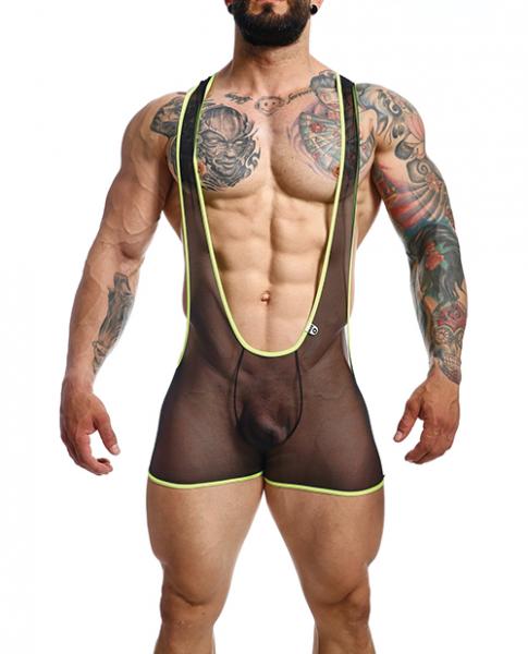 Male Basics Mob Singlet Black/lime Lg