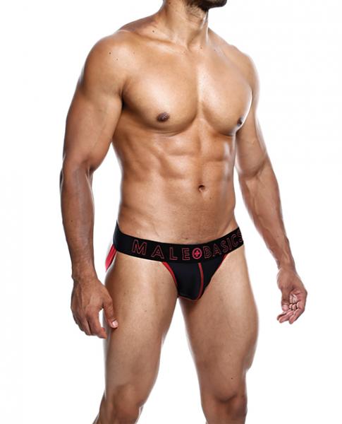 Male Basics Neon Jockstrap Red Lg - Click Image to Close