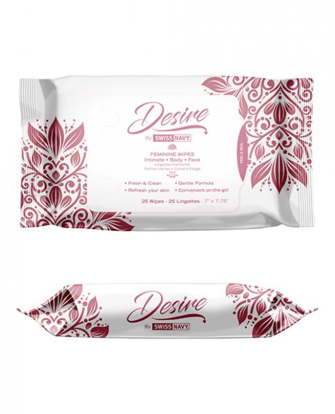 Swiss Navy Desire Unscented Feminine Wipes Pack Of 25 - Click Image to Close