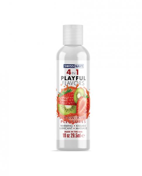 Swiss Navy 4 In 1 Playful Flavors Strawberry Kiwi Pleasure - 1 Oz