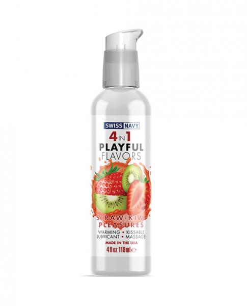 Swiss Navy 4 In 1 Playful Flavors Strawberry Kiwi Pleasure - 4 Oz