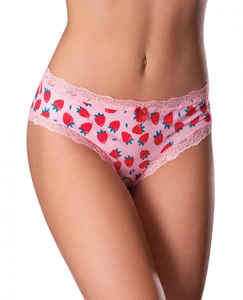 Sweet Treats Crotchless Boy Short W/wicked Sensual Care Strawberry Lube - Pink L/xl