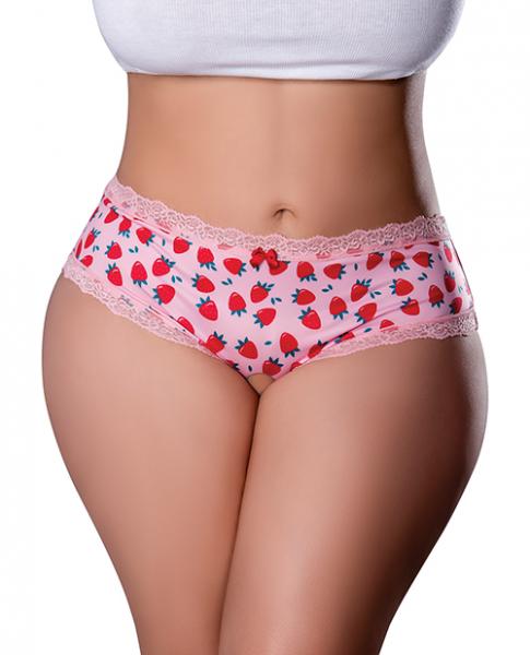 Sweet Treats Crotchless Boy Short W/wicked Sensual Care Strawberry Lube - Pink Qn - Click Image to Close