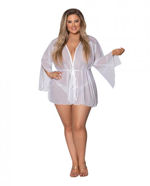 Modern Romance Flowing Short Robe White 2x - Click Image to Close