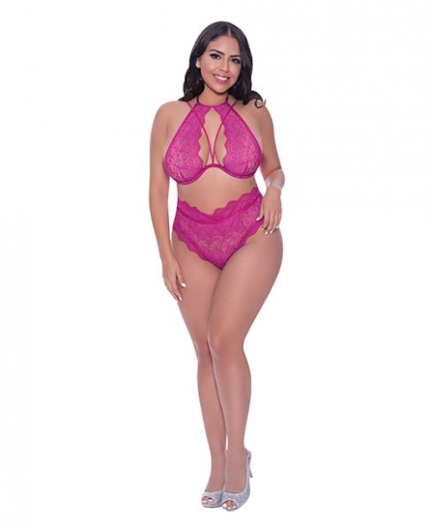 Berrylicious Lace Halter Top & Panty Pink Qn