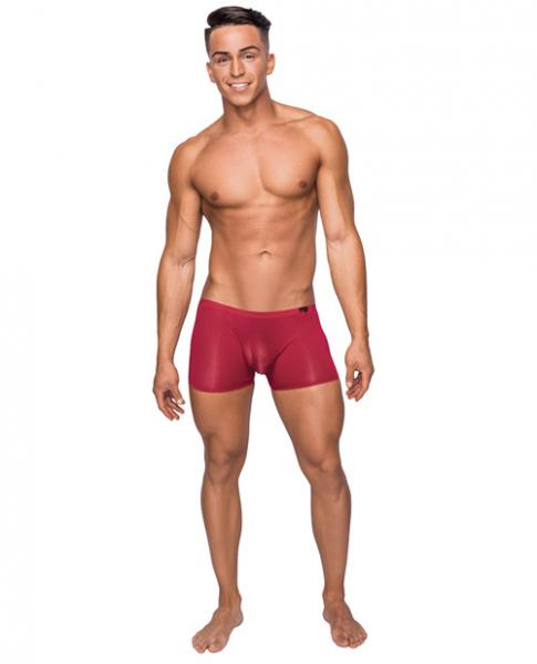 Seamless Sleek Shorts Sheer Pouch Red Small - Click Image to Close