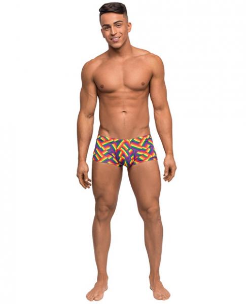 Pride Fest Contoured Pouch Mini Shorts Rainbow Lg - Click Image to Close