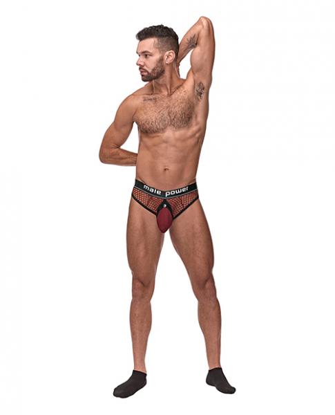 Cock Pit Fishnet Cock Ring Thong Red L/xl