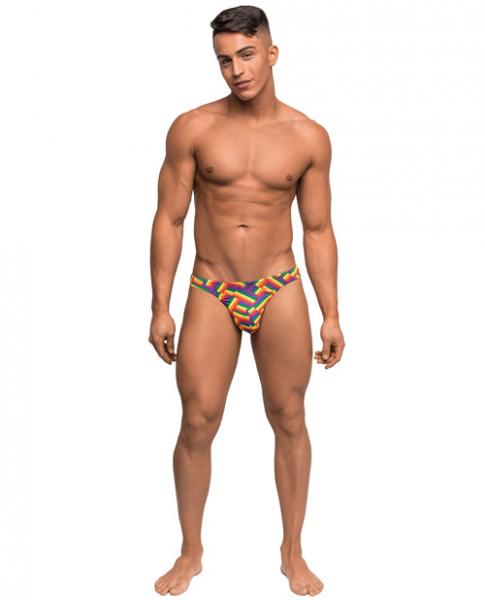 Pride Fest Contoured Pouch Bong Thong Rainbow S/M - Click Image to Close