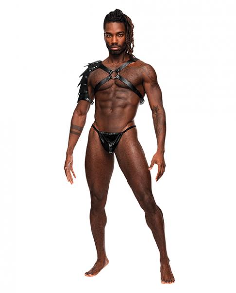 Aquarius Pu Leather Chest Harness W/half Sleeve Black O/s - Click Image to Close