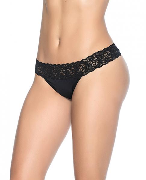 Lace Trim Thong Black Xl - Click Image to Close