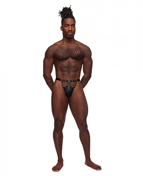 Fetish Jouster Nylon & Spandex Front Ring G-string Black L/xl - Click Image to Close