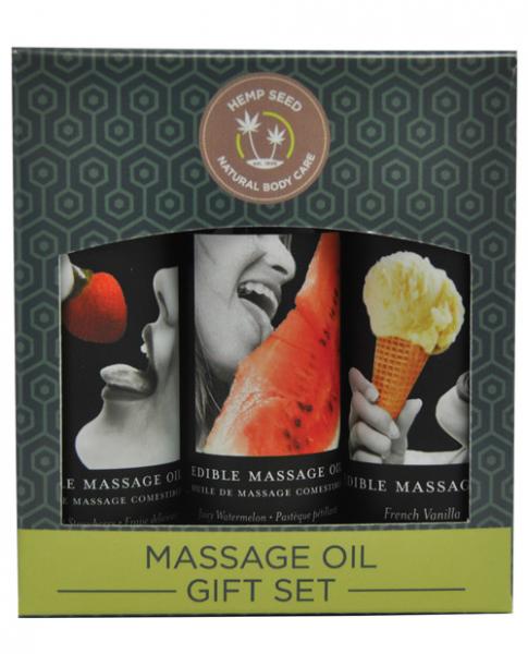 Earthly Body Edible Massage Oil Gift Set 3 Flavors