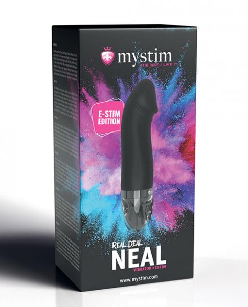 Mystim Real Deal Neal Estim Realistic Vibrator - Black - Click Image to Close