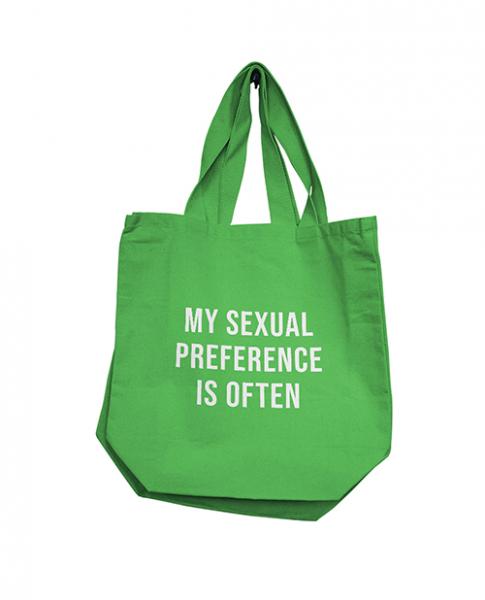 Nobu My Sexual Preference Is Often Reusable Tote - Green - Click Image to Close