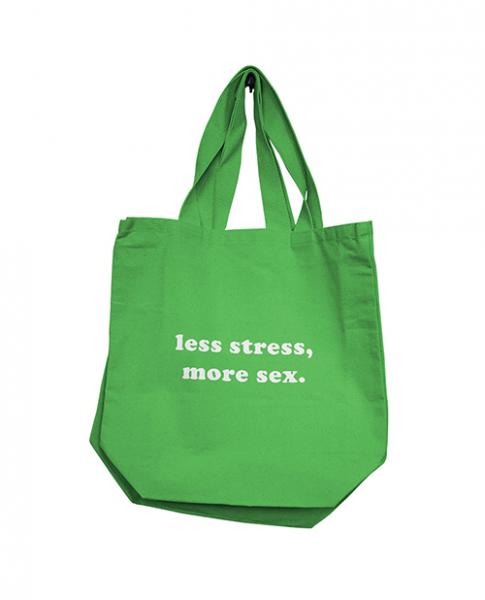 Nobu Less Stress, More Sex Reusable Tote - Green - Click Image to Close