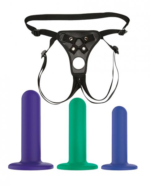 Nobu Tai Silicone Dildo Set W/adjustable Strap On - 3 Piece Kit Assorted Colors - Click Image to Close