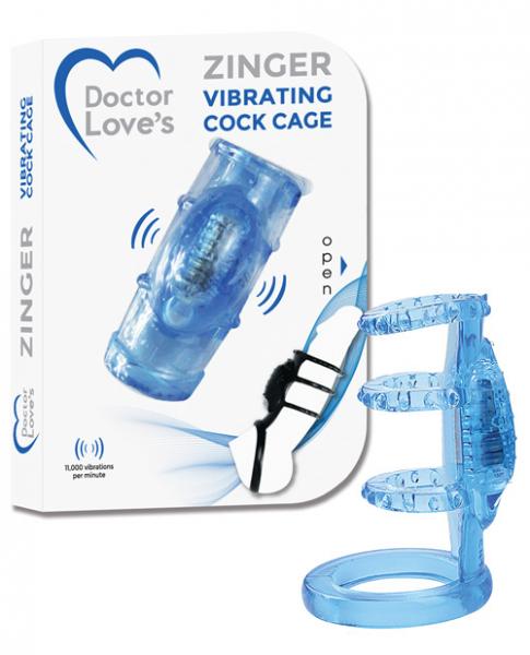 Doctor Love Zinger Vibrating Cock Cage Blue - Click Image to Close