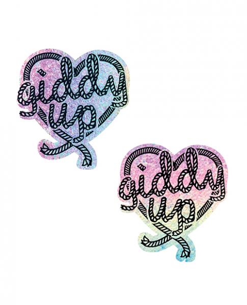 Neva Nude Giddy Up Heart Reflective Pasties - Rainbow O/s