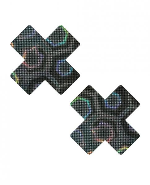 Neva Nude Holographic X Factor Pasties - Black O/s