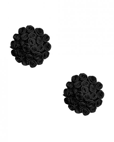 Burlesque Nightfall Roses Reusable Silicone Nipztix - Black O/s - Click Image to Close