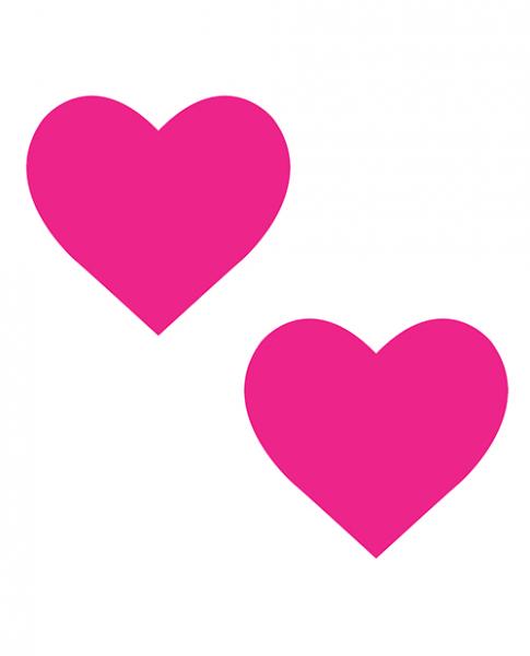 Neva Nude Temperature Reactive Heart Pasties - Neon Pink - Click Image to Close