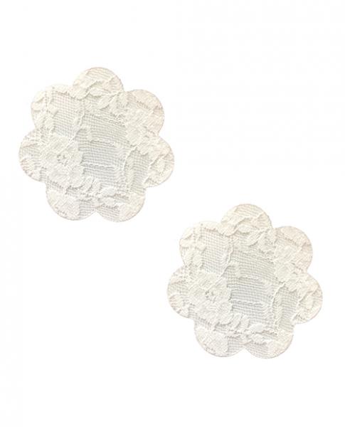 Neva Nude Lace Petal Flower Pasties - White O/s - Click Image to Close