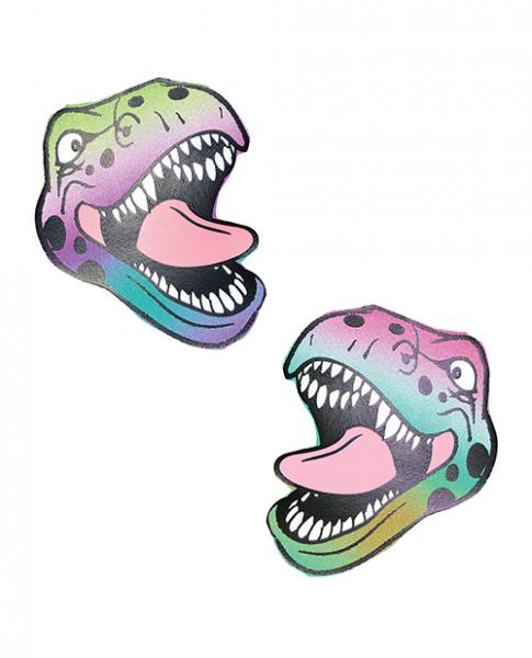 Neva Nude Reflective Dinosaur Pasties - Rainbow O/s - Click Image to Close