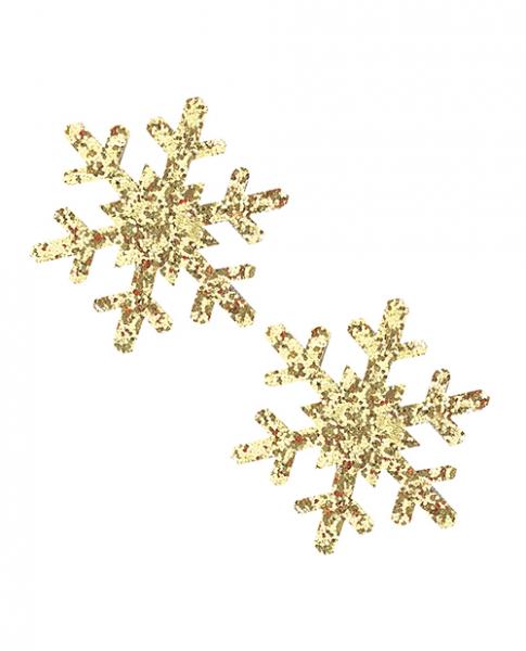 Neva Nude Glitter Snowflake Pasties - Gold O/s - Click Image to Close