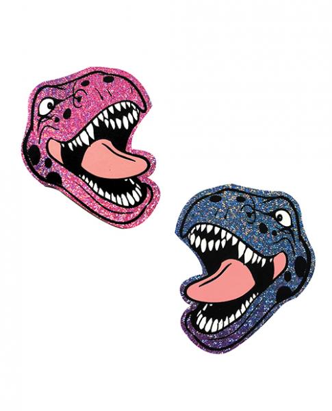 Neva Nude Black Light Dinosaur Pasties - Pink & Blue O/s