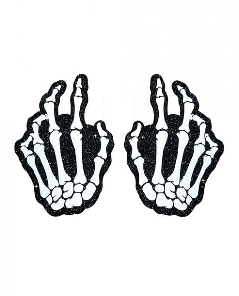 Neva Nude Holographic Skeleton Hands Pasties - White/black O/s