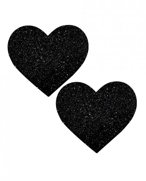 Neva Nude Black Malice Queen Status Glitter Heart Pasties - Black Qn - Click Image to Close