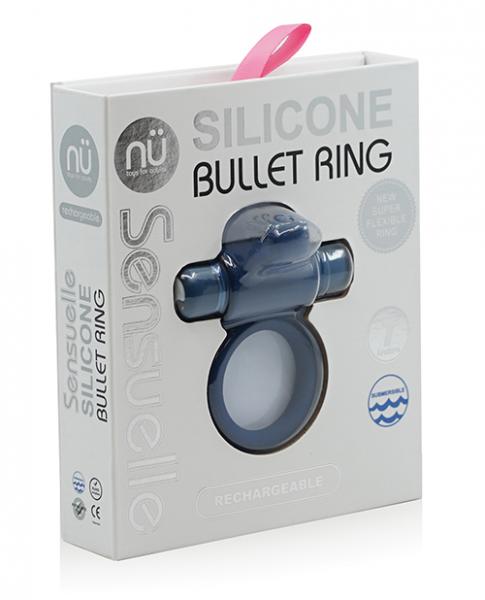 Sensuelle 7 Function Silicone Bullet Ring - Navy