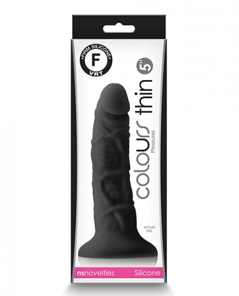 Colours Pleasures 5" Thin Dildo - Black - Click Image to Close