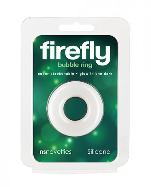 Firefly Glow In The Dark Bubble Cock Ring - Small, White