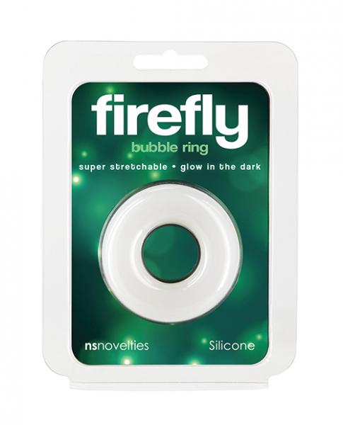 Firefly Glow In The Dark Bubble Cock Ring - Medium, White