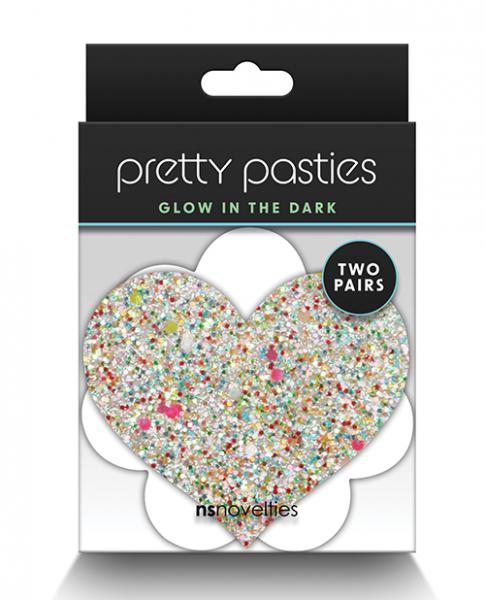 Pretty Pasties Heart & Flower Glow In The Dark - 2 Pair - Click Image to Close