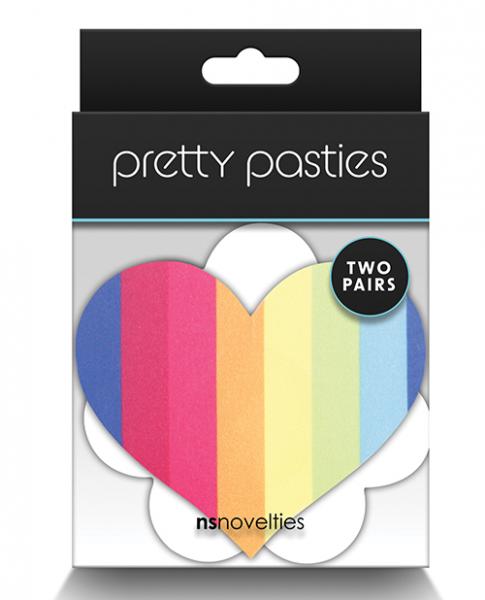 Pretty Pasties Pride Heart & Flower Rainbow - 2 Pair - Click Image to Close