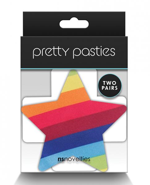 Pretty Pasties Pride Cross & Star Rainbow - 2 Pair - Click Image to Close