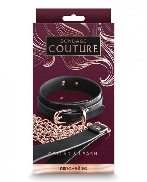 Bondage Couture Collar & Leash - Black - Click Image to Close