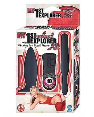 My 1st anal explorer kit vibrating butt plug and please - black