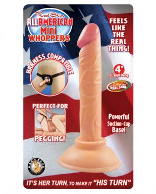 Real skin all american mini whopper 4in straight dong - flesh