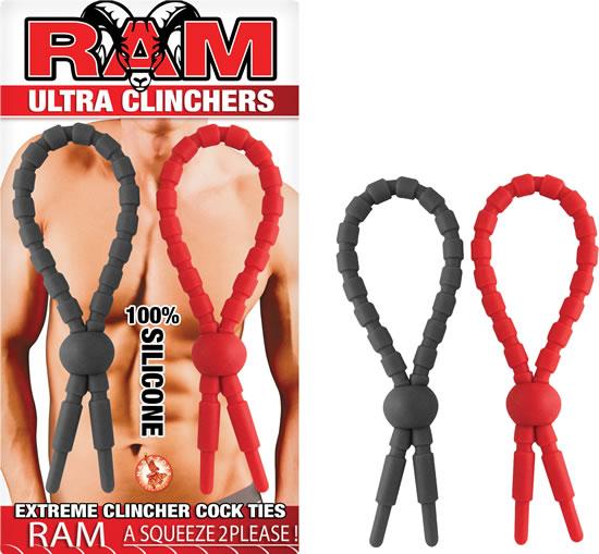 Ram Ultra Clinchers Cock Ties 2 Pack Red, Black - Click Image to Close