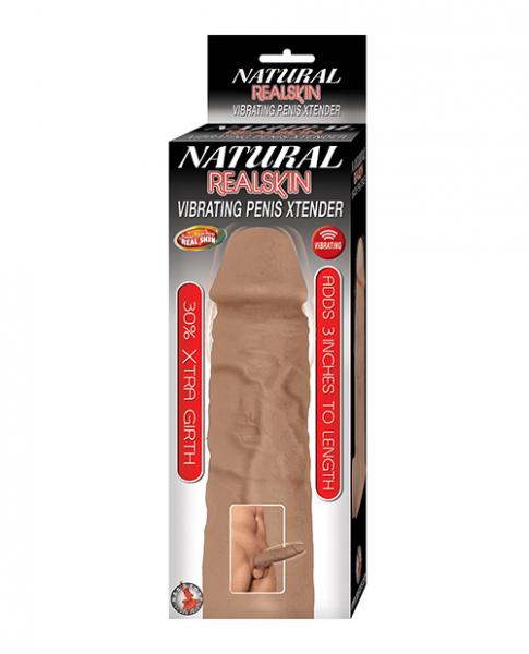 Natural Realskin Vibrating Penis Xtender - Brown - Click Image to Close