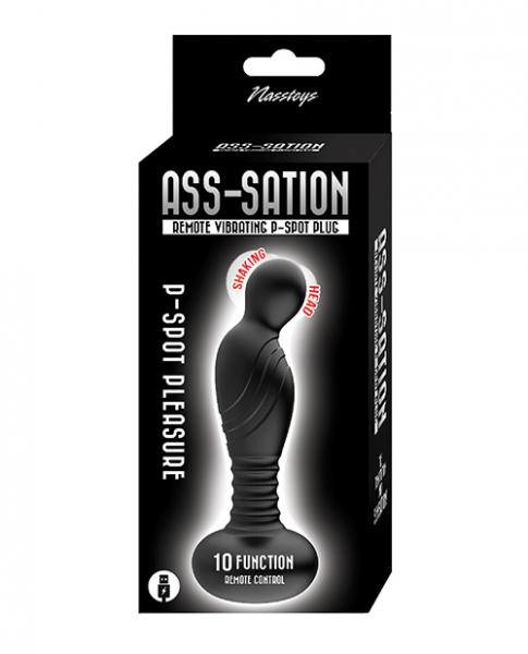 Ass-sation Remote Vibrating P Spot Plug - Black - Click Image to Close