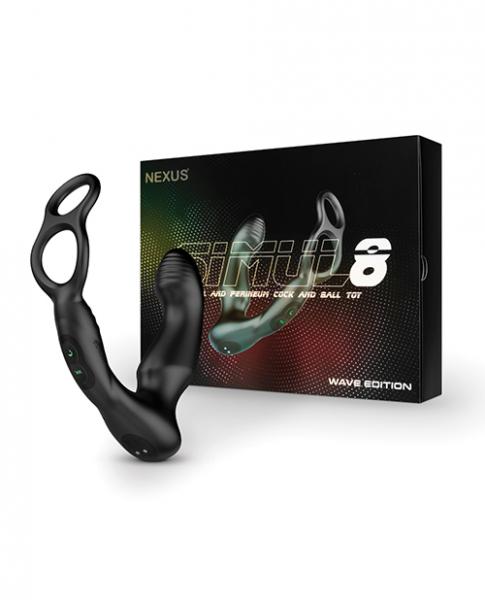 Nexus Simul8 Wave Dual Cock Ring Prostate Massage - Black - Click Image to Close